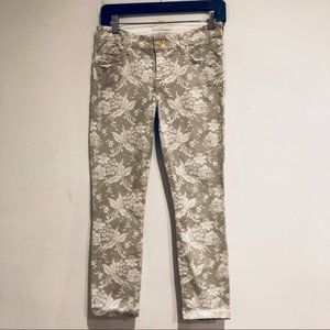 NWOT 7 for All Mankind Jeans Tan White Skinny Print Floral Sz 25 #217